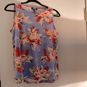 Chaps cotton tank top tropical print size L